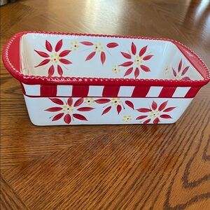 Temp-Tations by Tara 1.75 qt Red Floral Loaf Pan